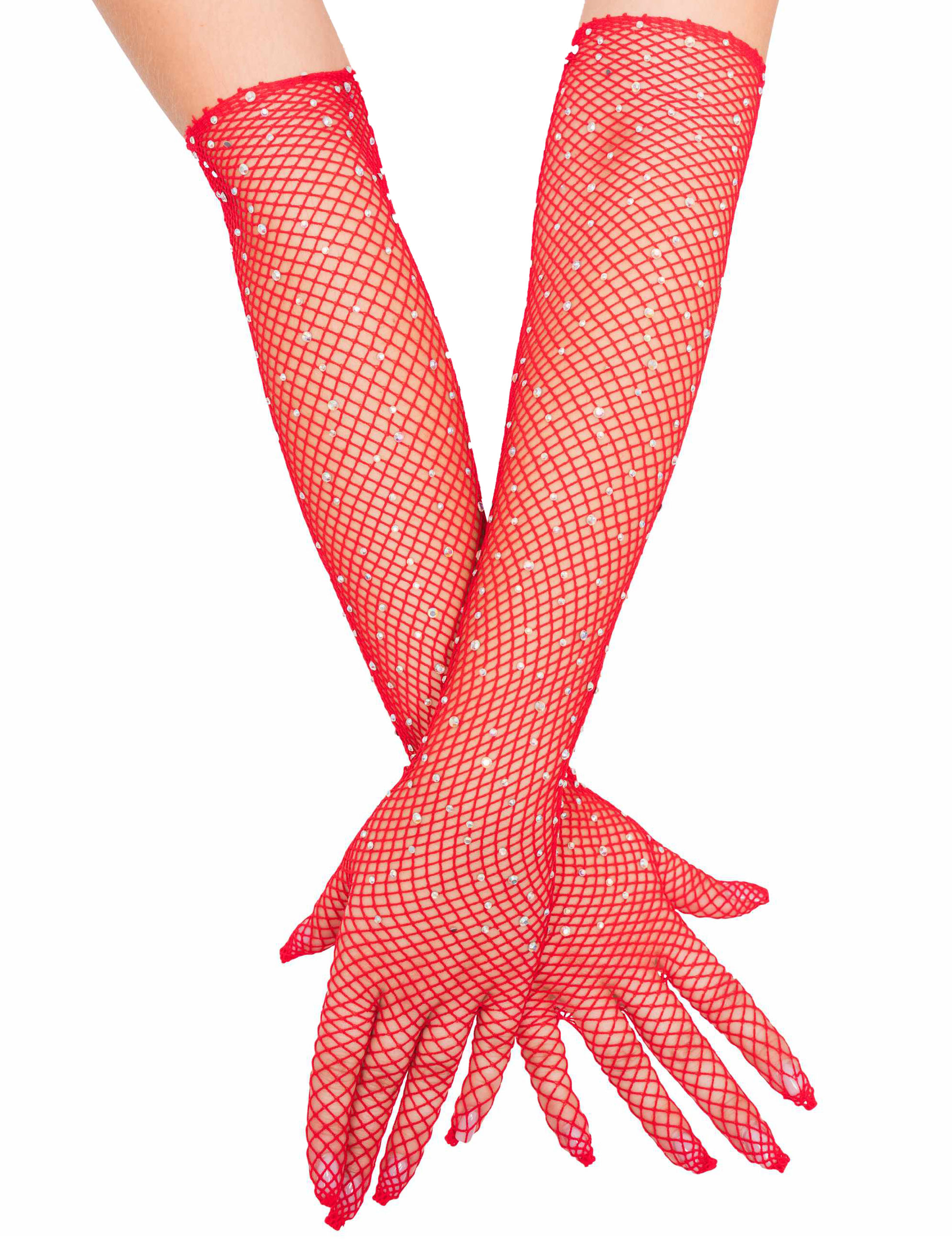 Netzhandschuhe mit Strasssteinen