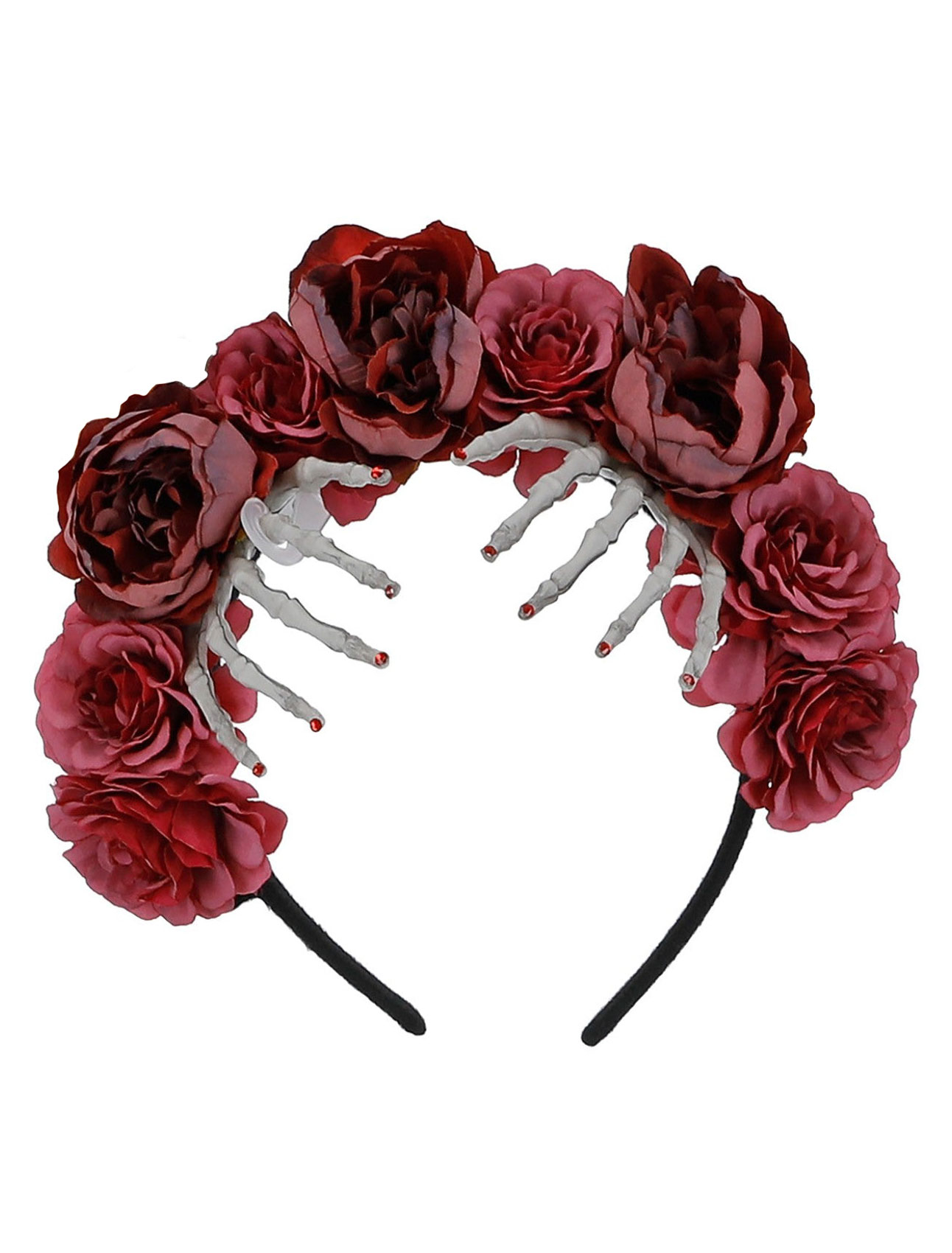 Haarreif Skeletthände und Rosen