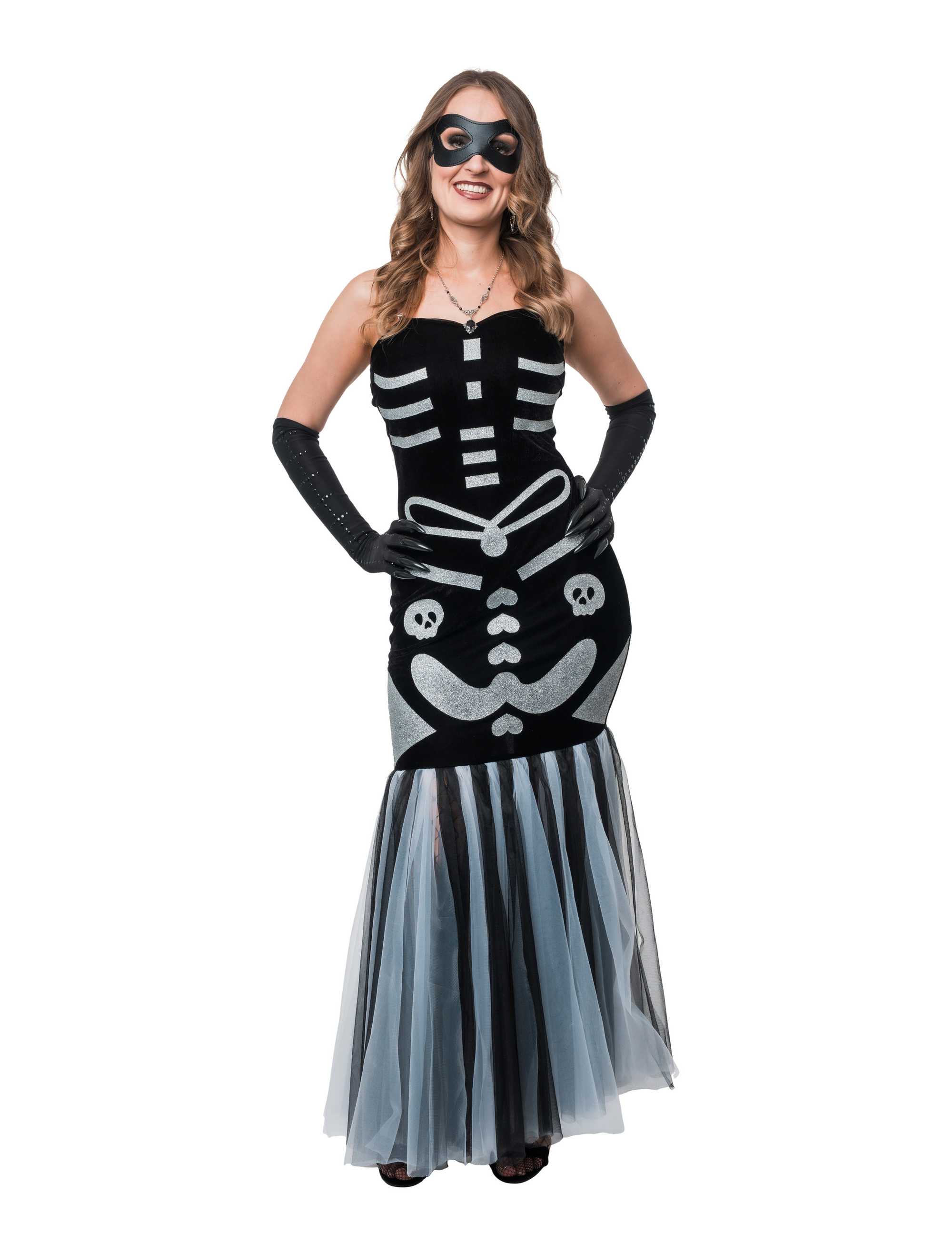 Kleid mit Skelett-Print