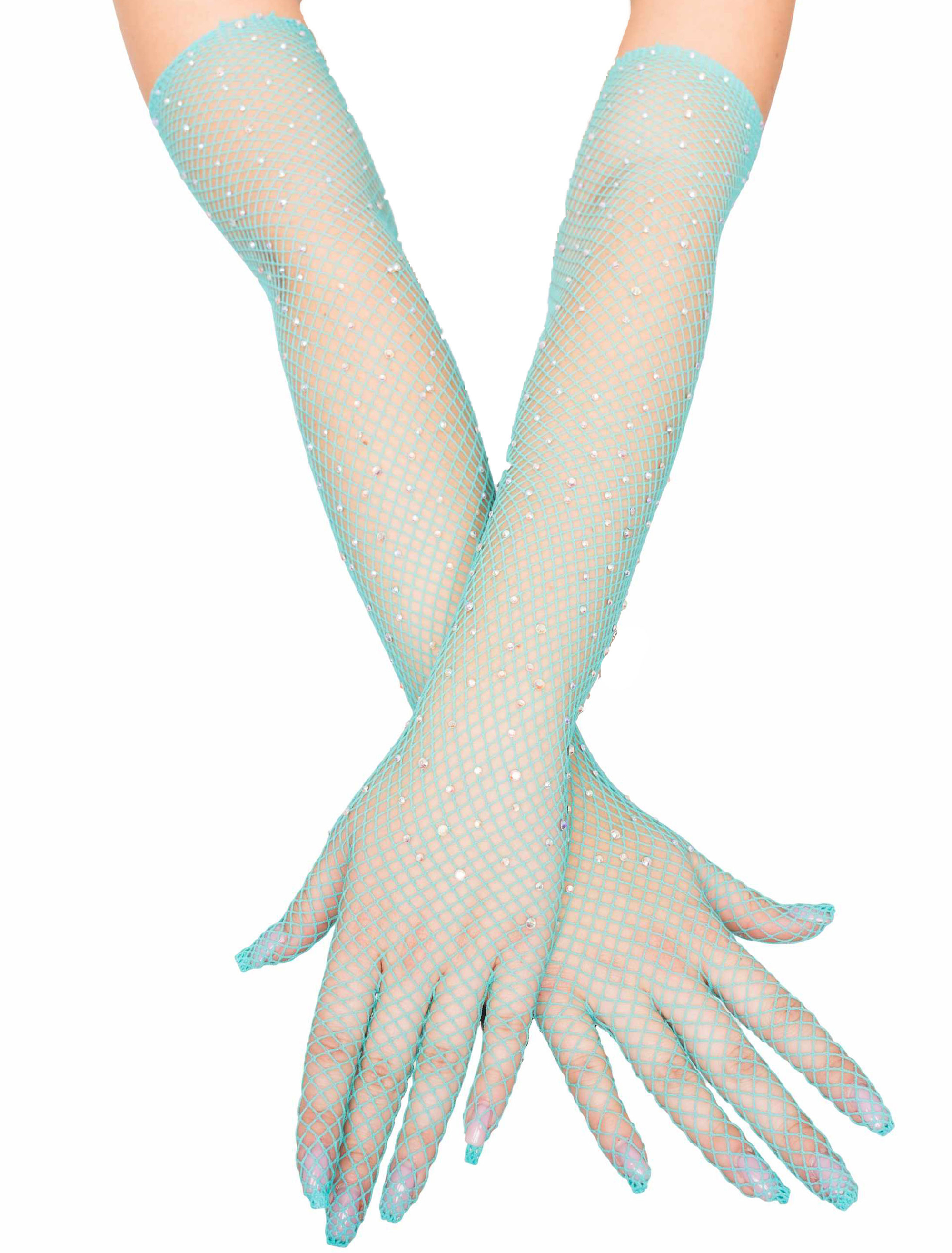 Netzhandschuhe mit Strasssteinen