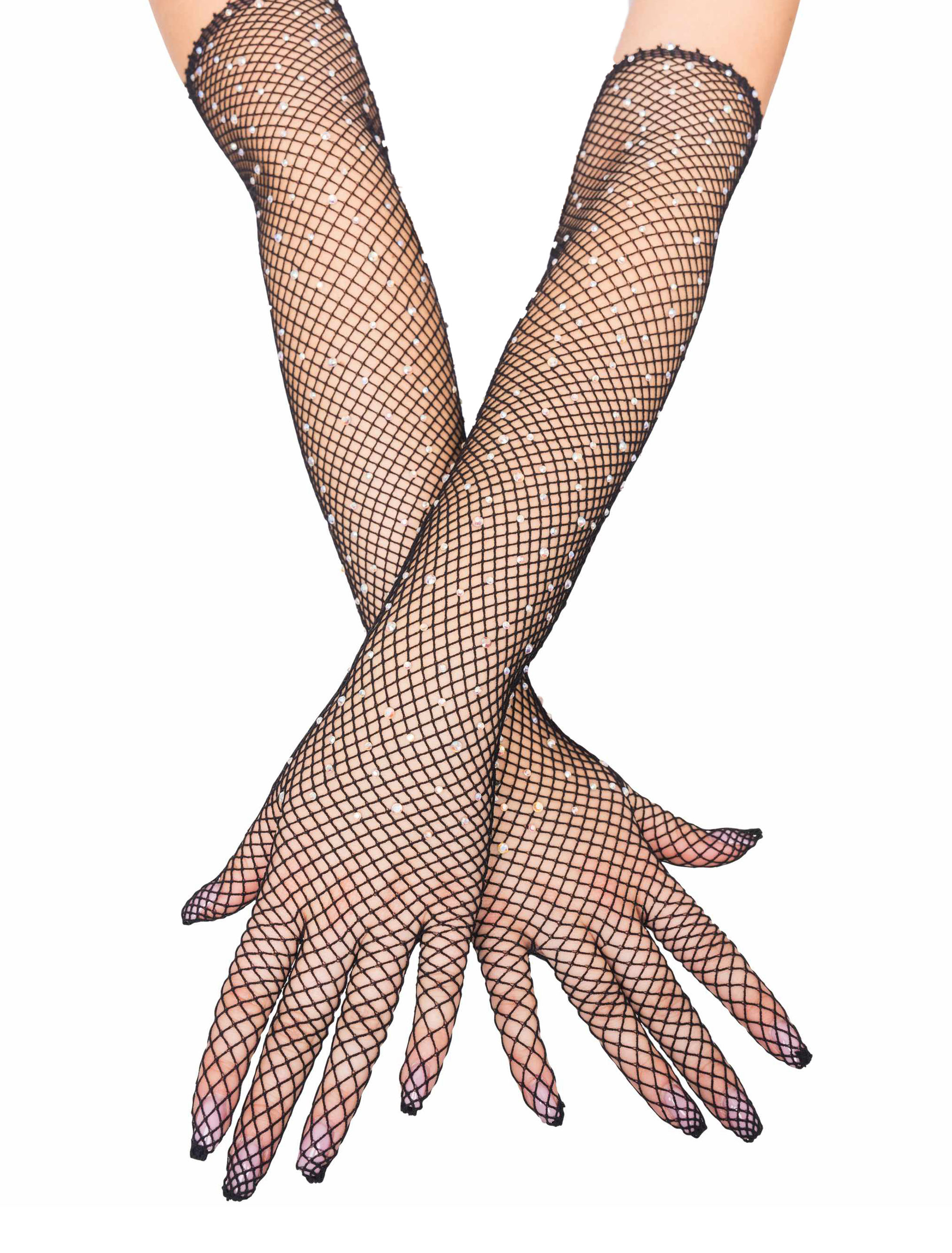 Netzhandschuhe mit Strasssteinen