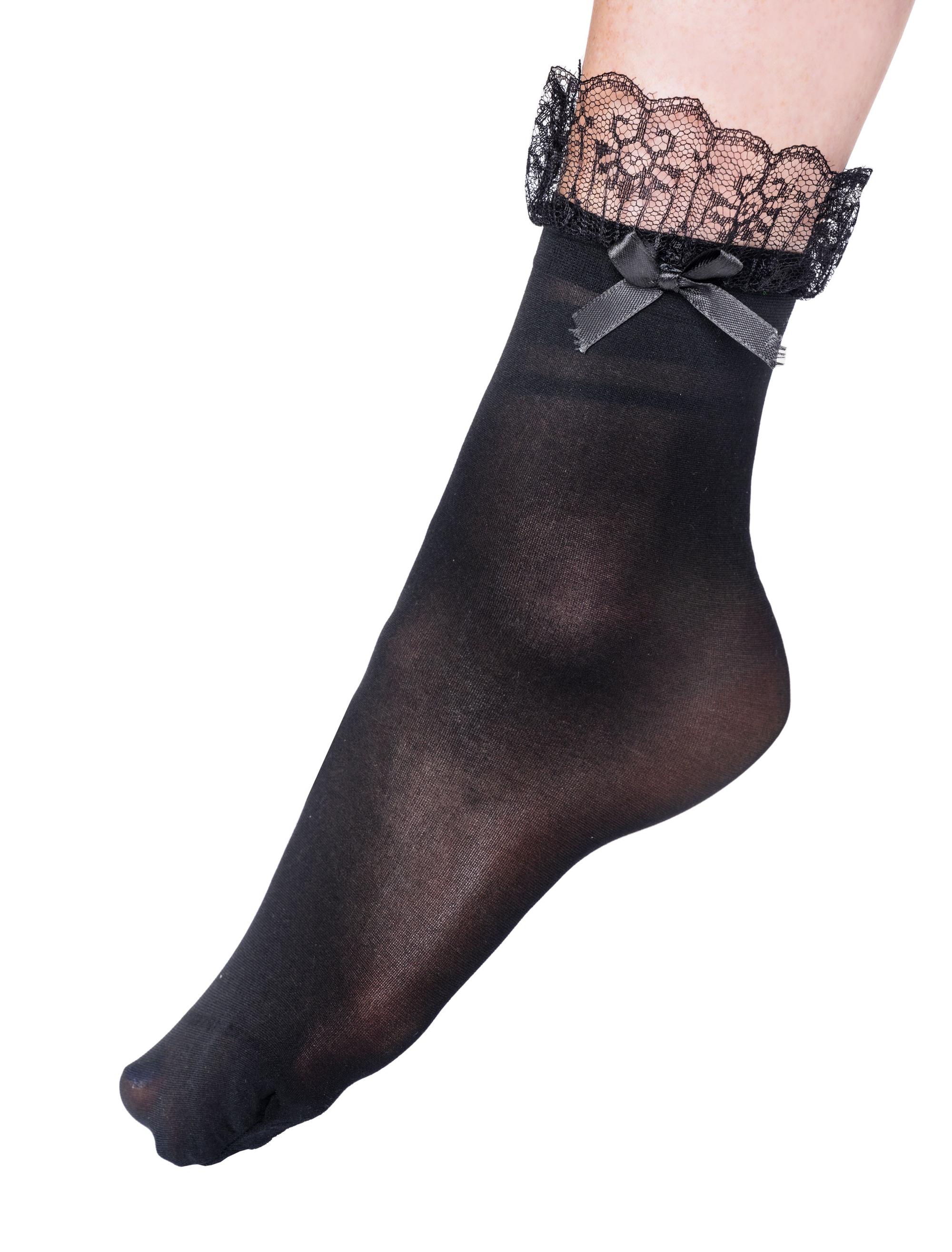 Socken mit Spitze und Schleife