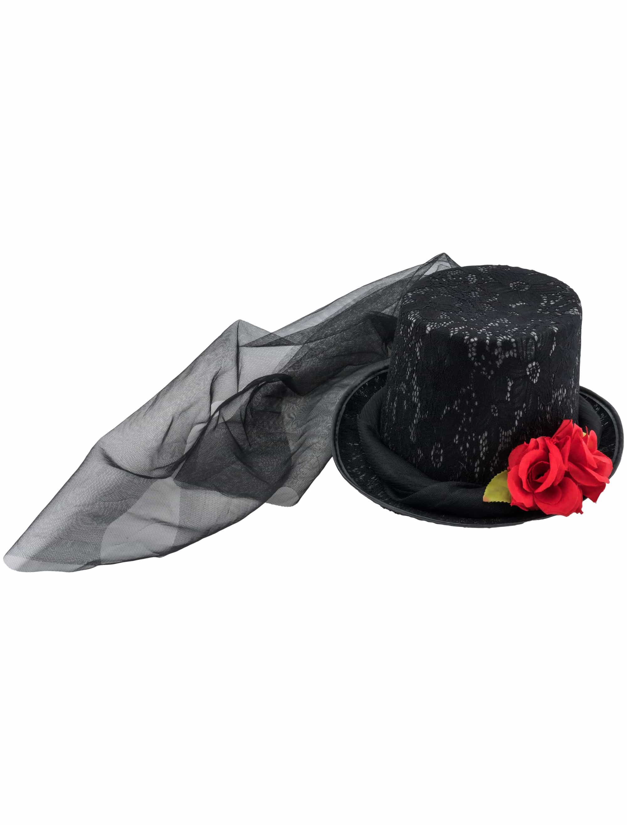 Zylinder Schleier und Rosen Damen
