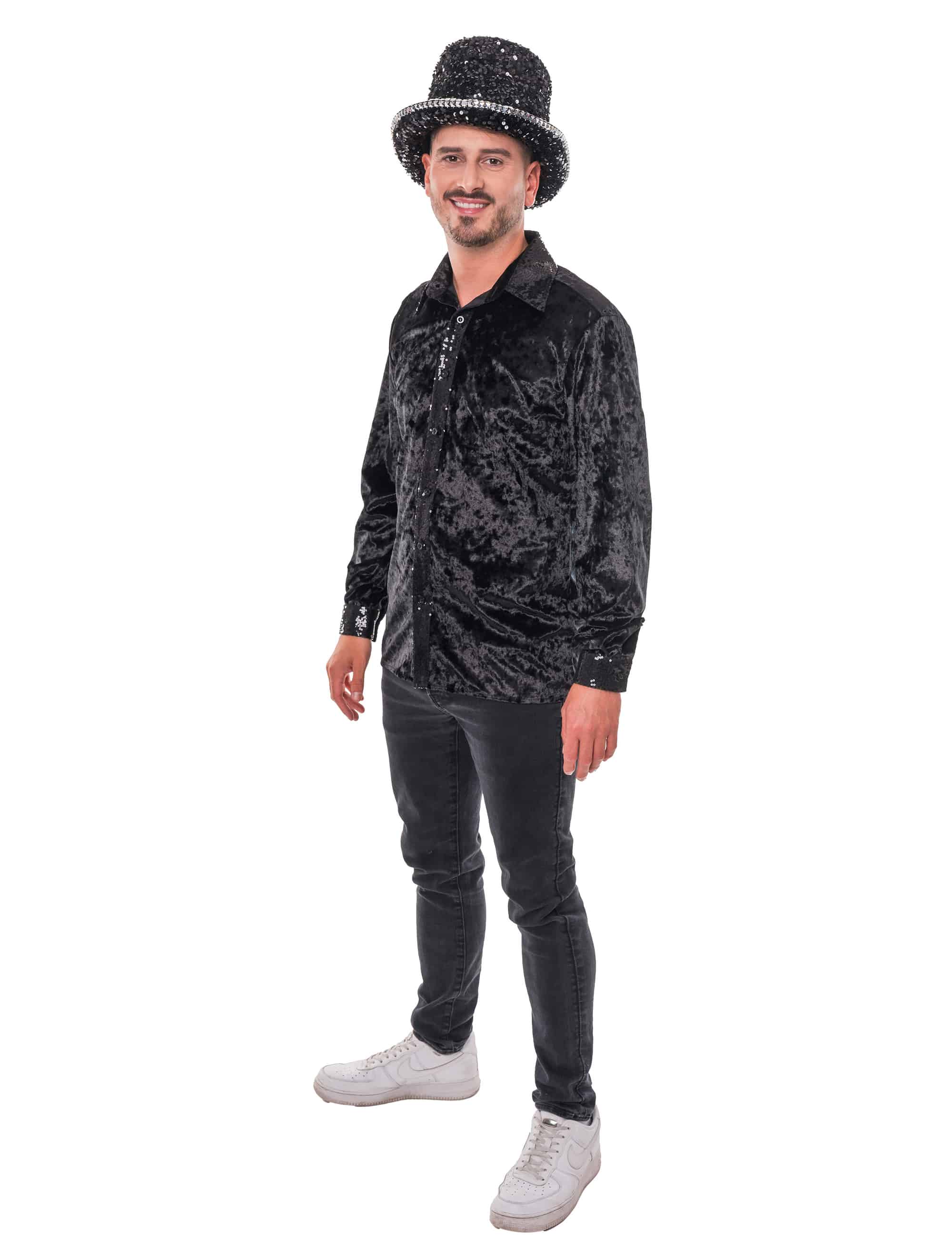 Samthemd mit Pailletten
