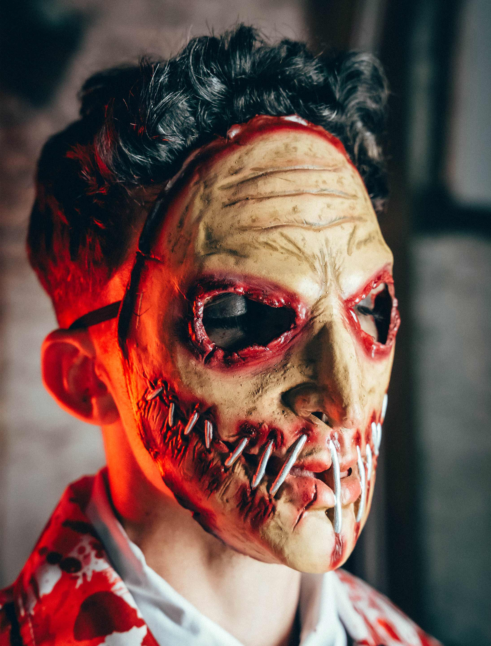 Latexmaske Horror Mund zugenäht