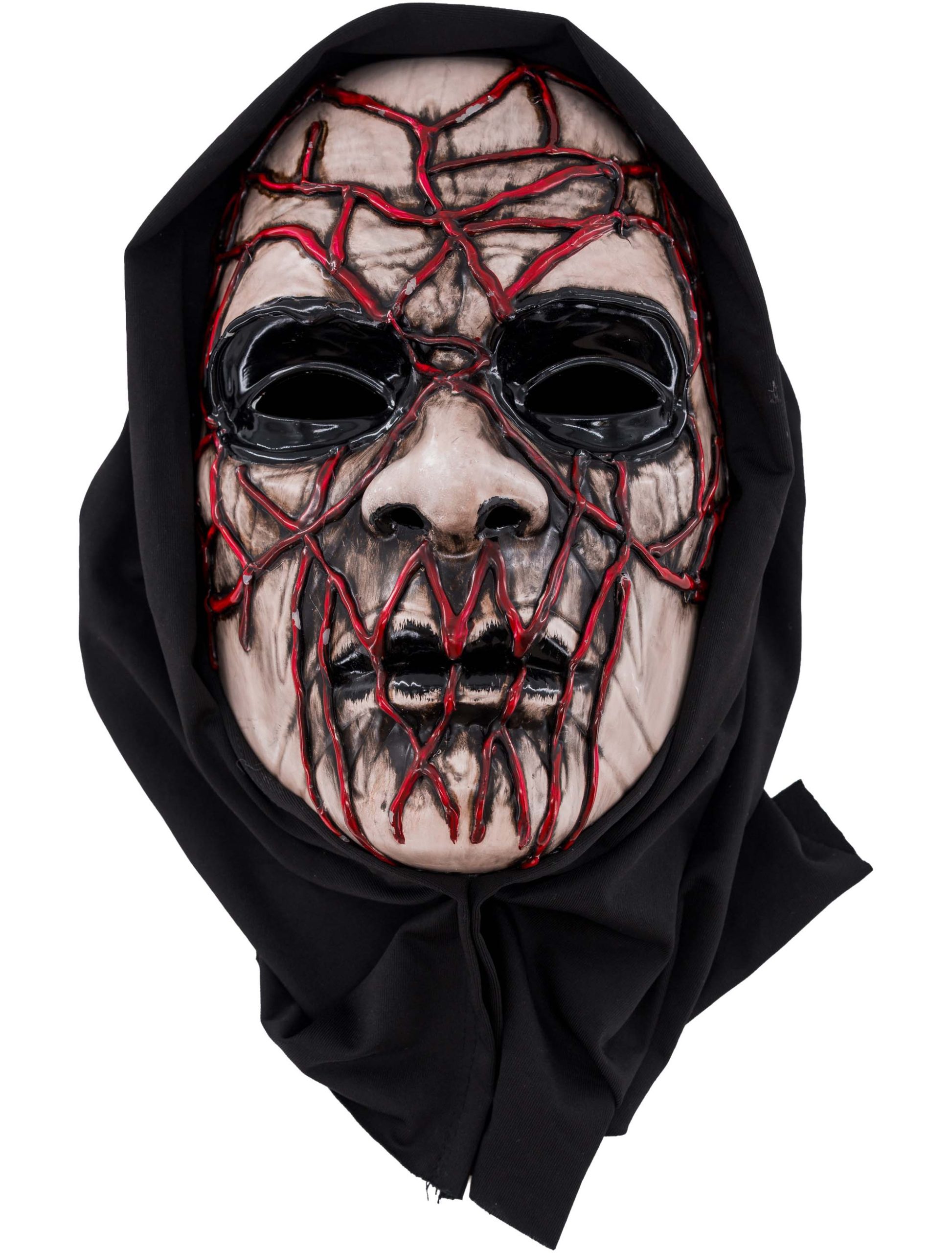 Maske Horrorgesicht mit Kapuze