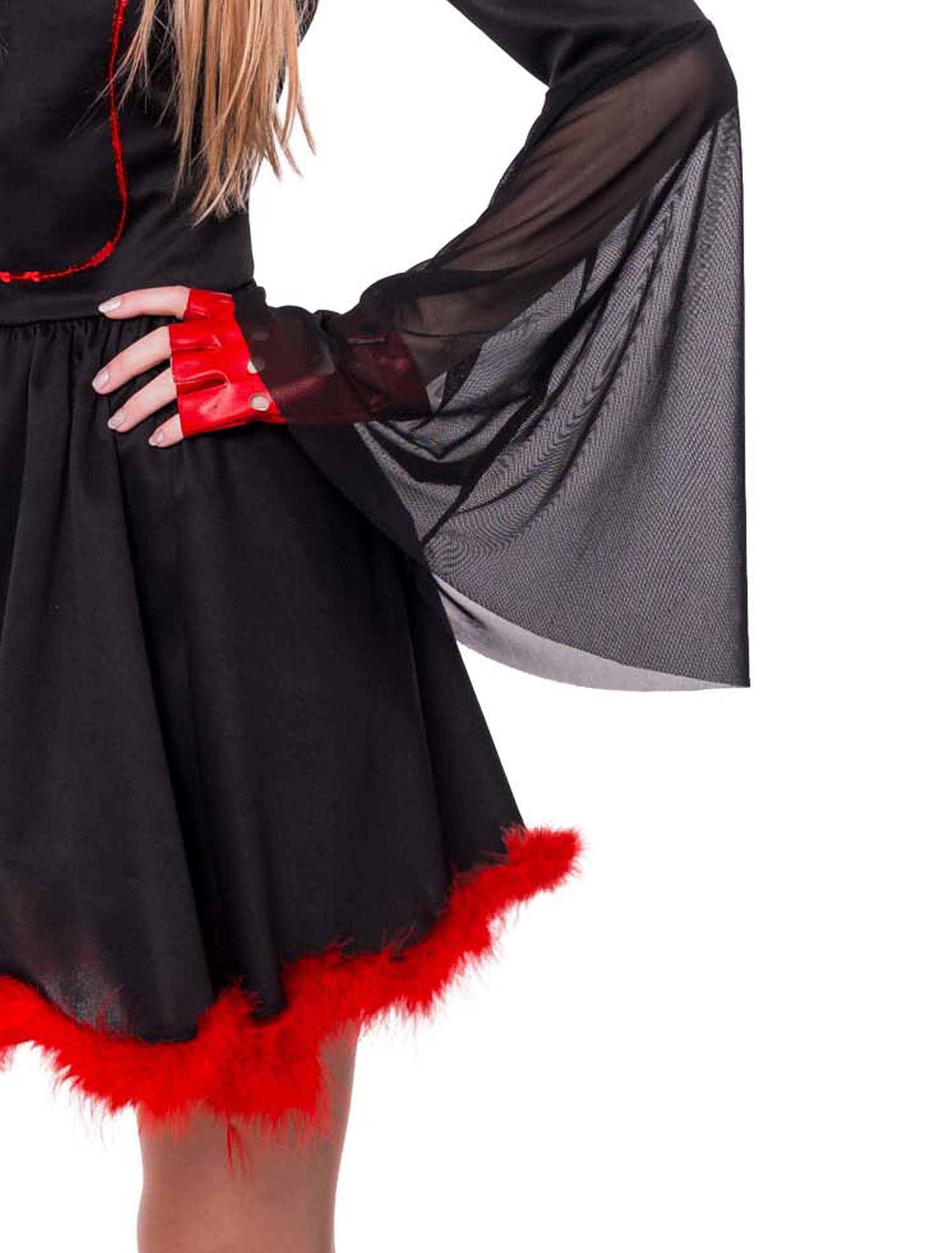 Kleid Teufel mit Schnürung und Marabu Damen