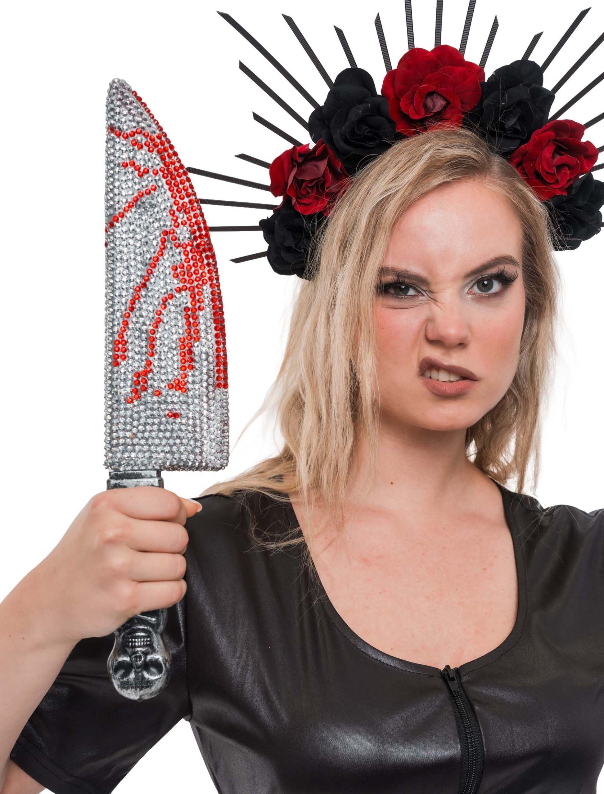 Messer mit Strass 38cm Blutspritzer