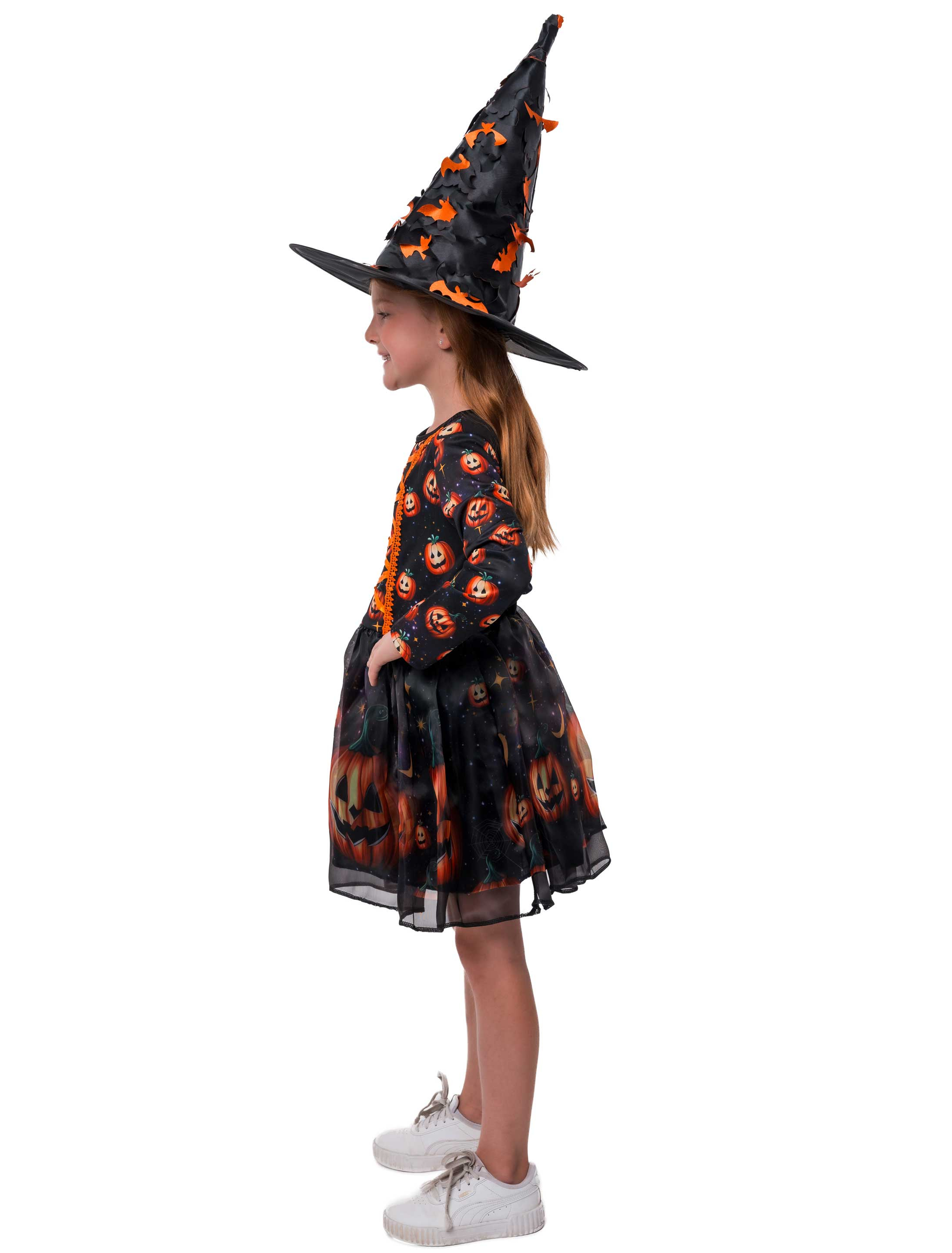 Kleid Hexe mit Kürbis Kinder