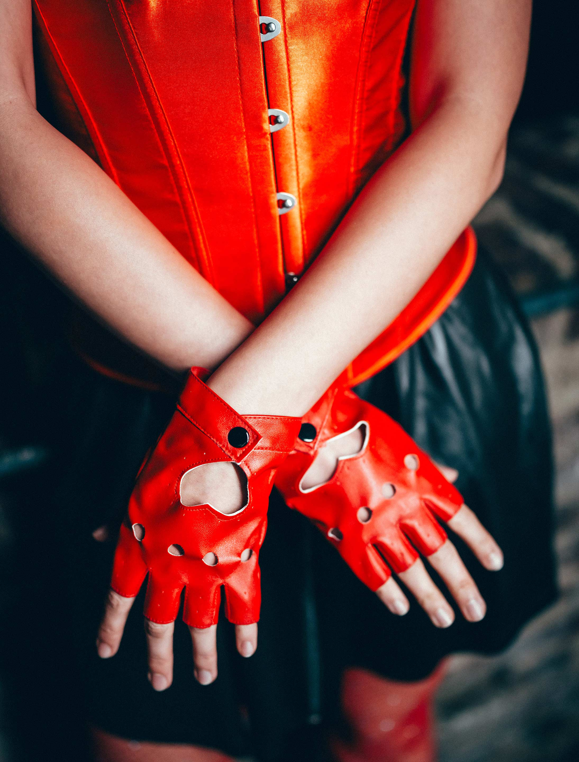 Handschuhe fingerlos mit Herz