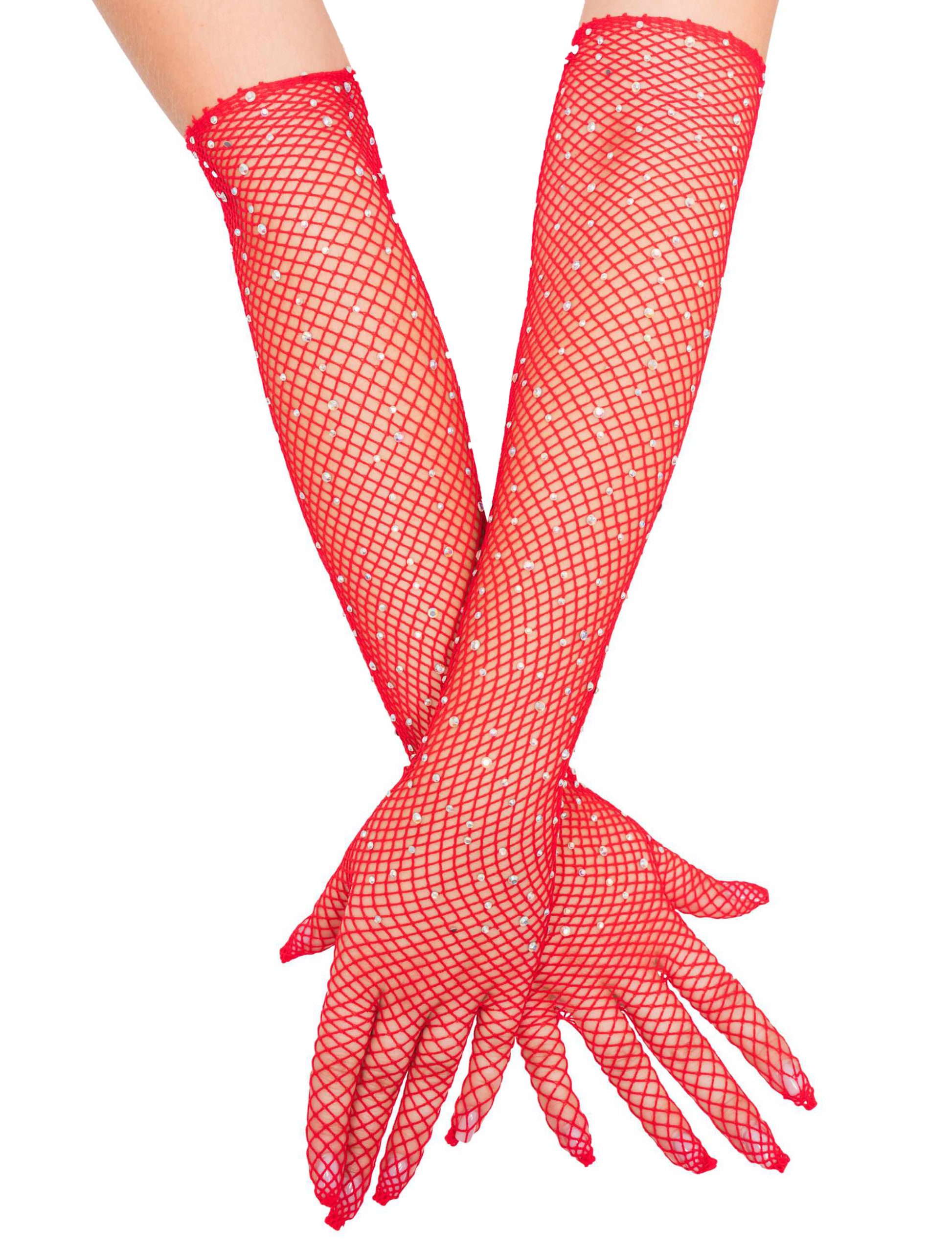 Netzhandschuhe mit Strasssteinen