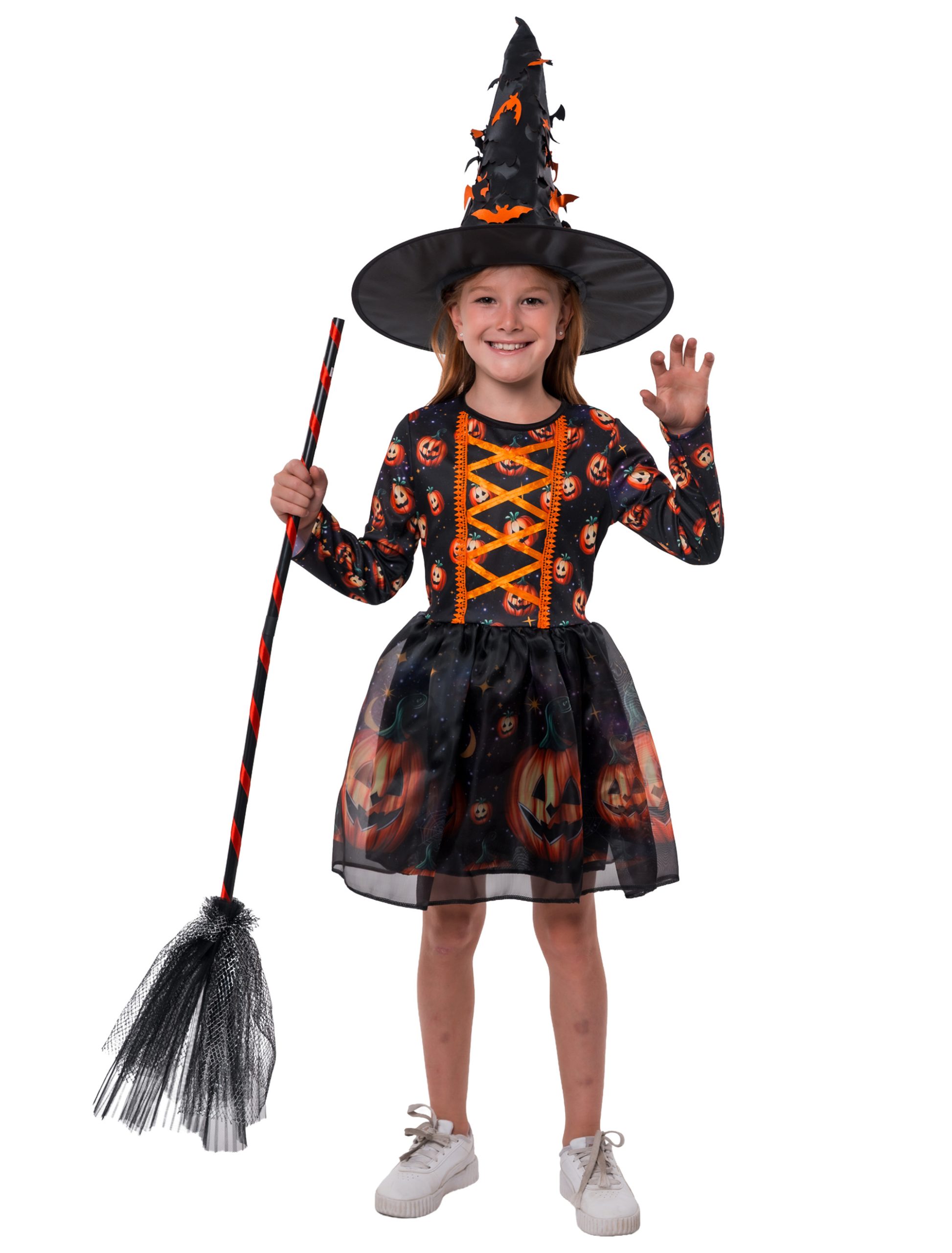 Kleid Hexe mit Kürbis Kinder