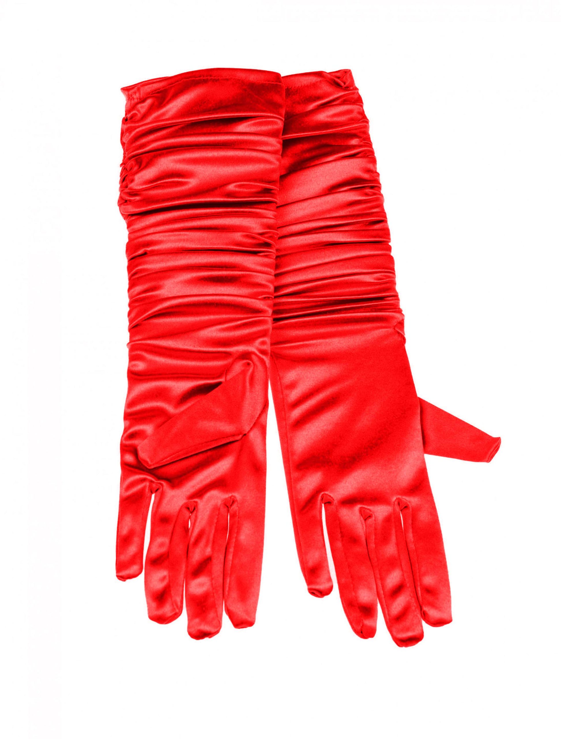 Handschuhe Satin gerafft 40cm Damen