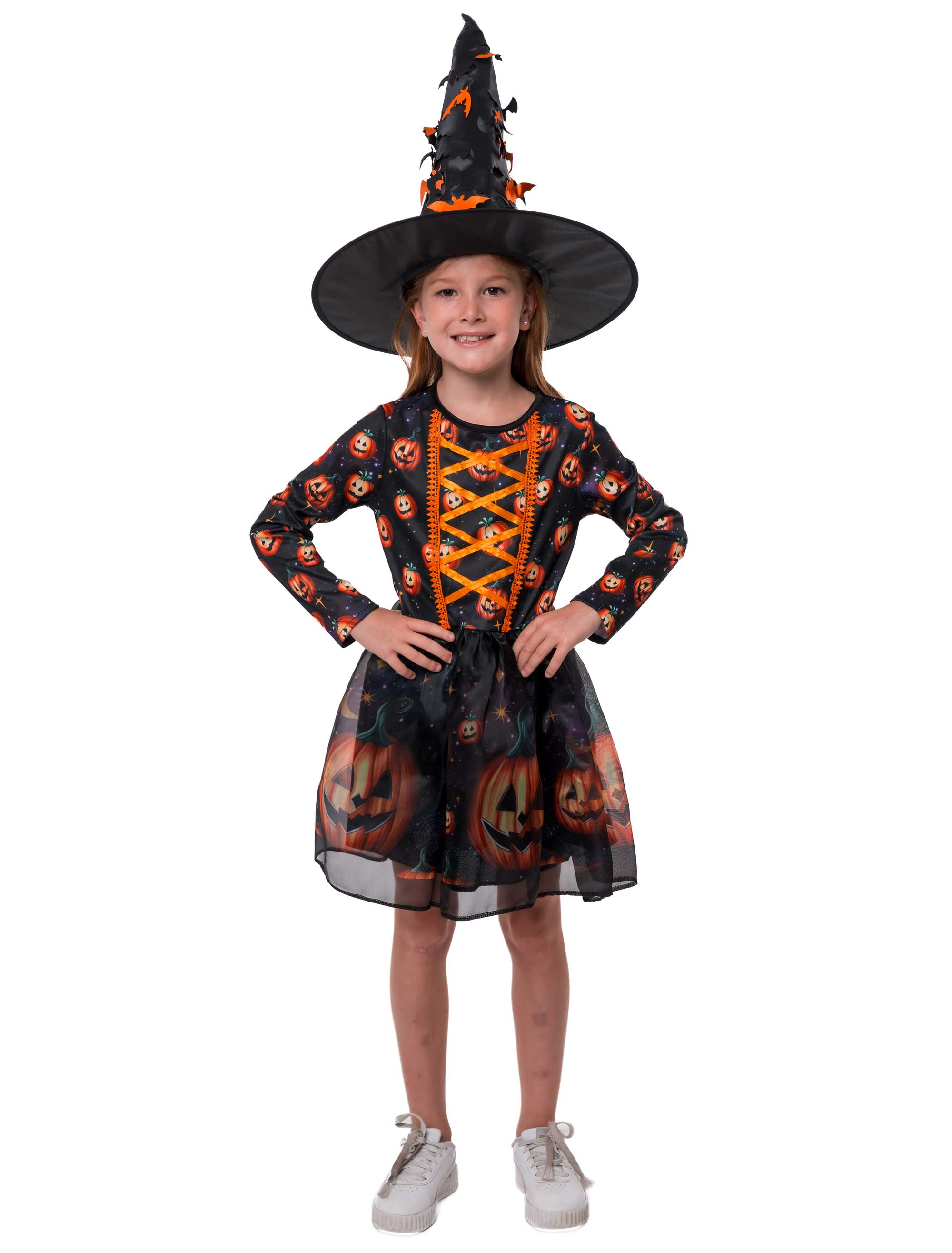Kleid Hexe mit Kürbis Kinder