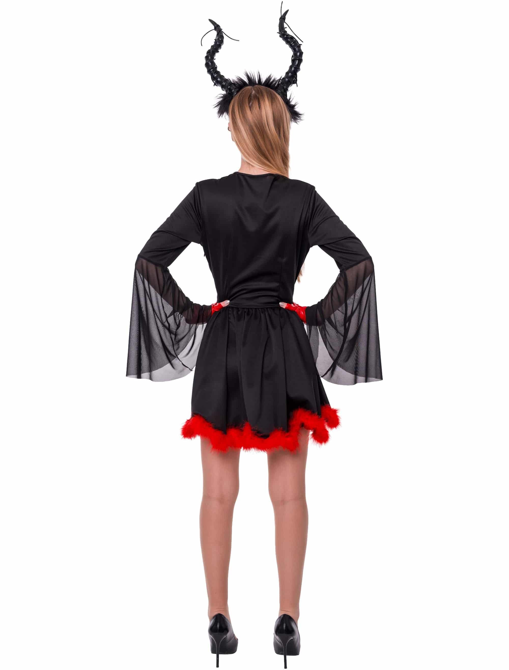 Kleid Teufel mit Schnürung und Marabu Damen