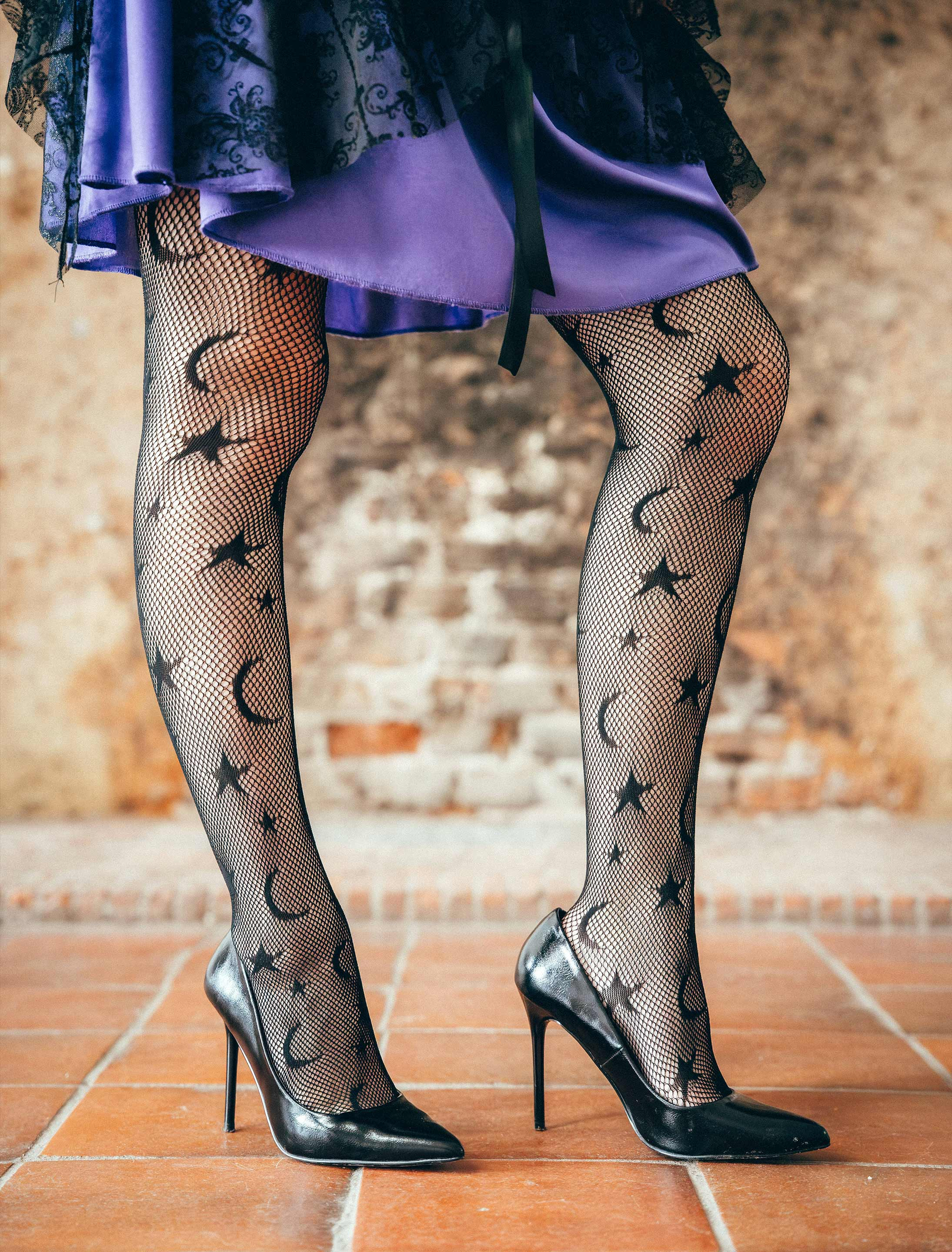 Netzstrumpfhose Sterne und Mond Damen