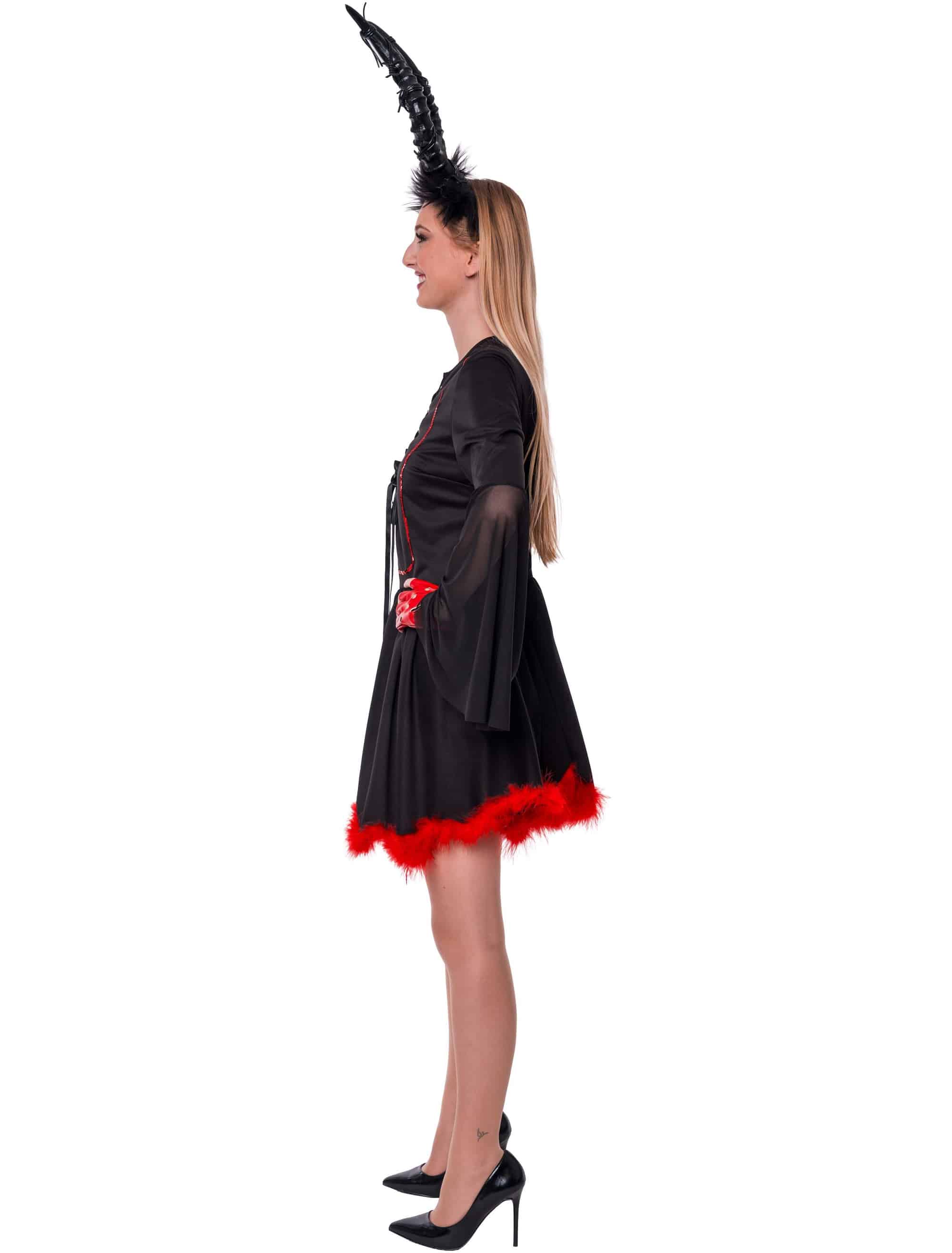 Kleid Teufel mit Schnürung und Marabu Damen