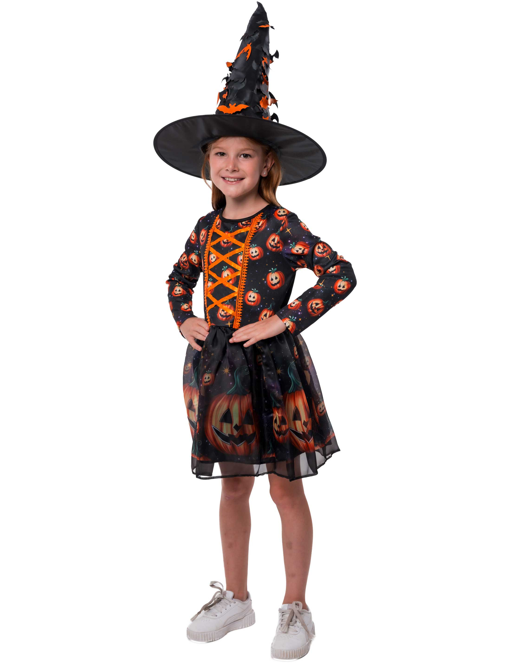 Kleid Hexe mit Kürbis Kinder