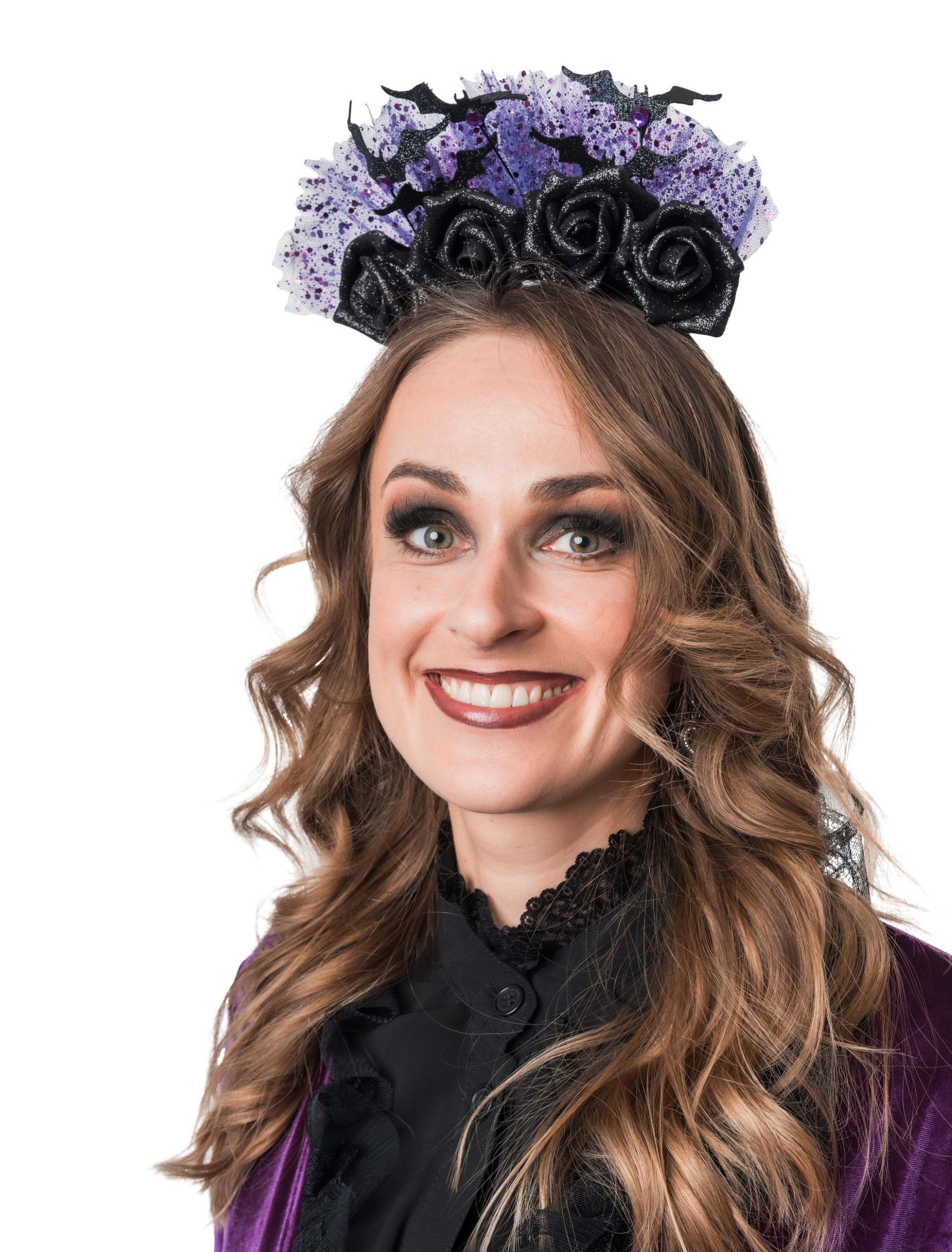 Haarreif Fledermaus mit Rosen und Tüll