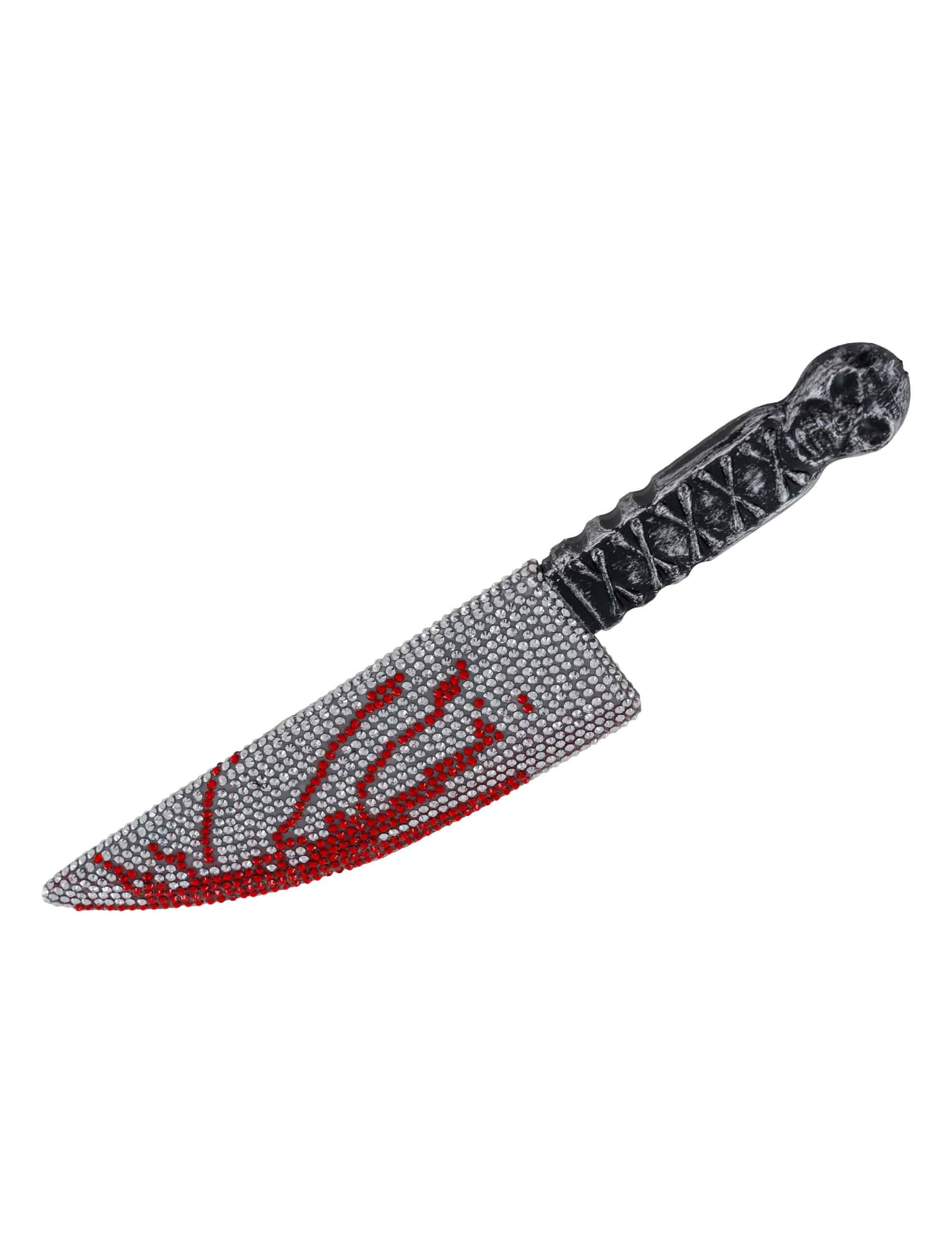 Messer mit Strass 38cm Blutspritzer