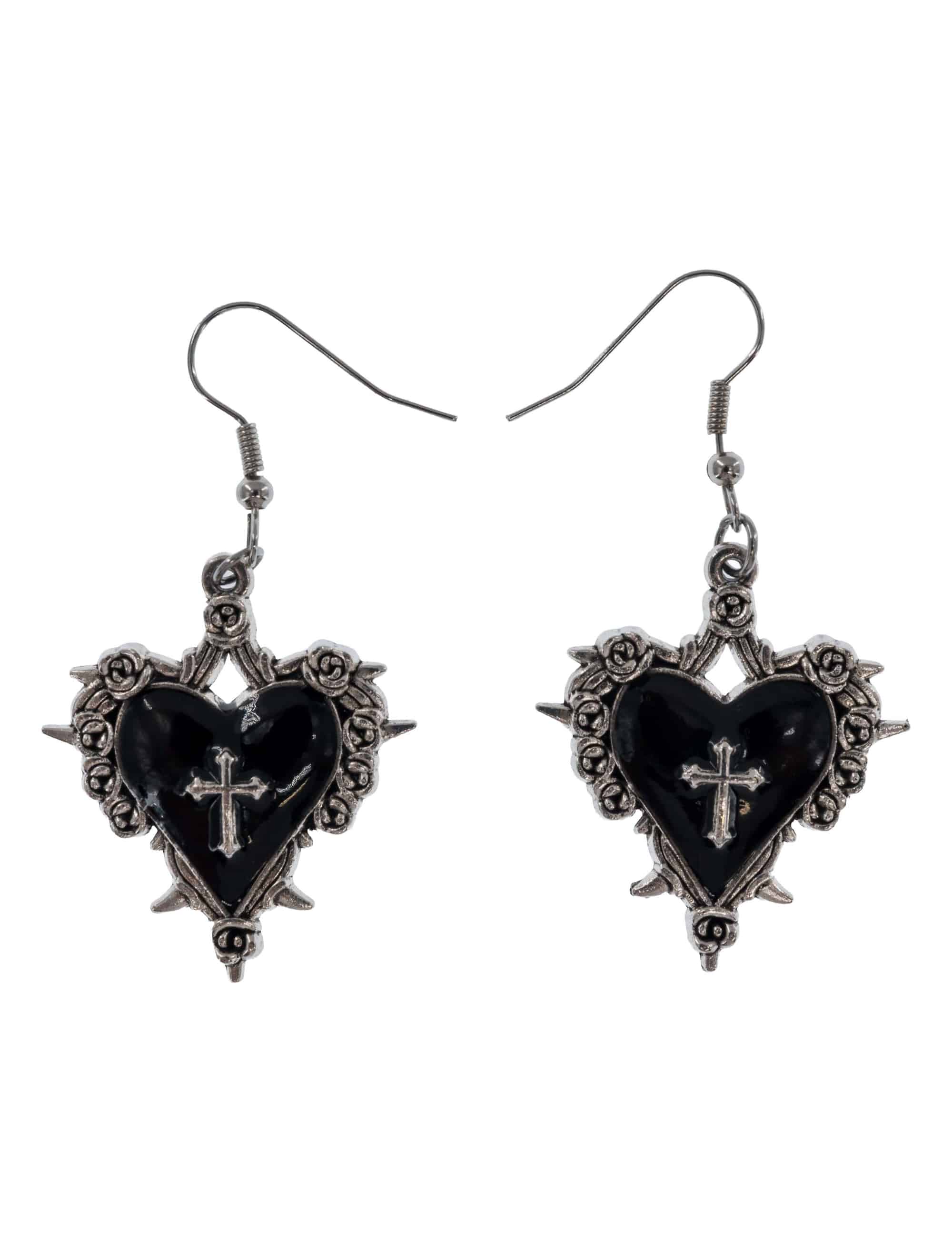Ohrringe Herz mit Kreuz