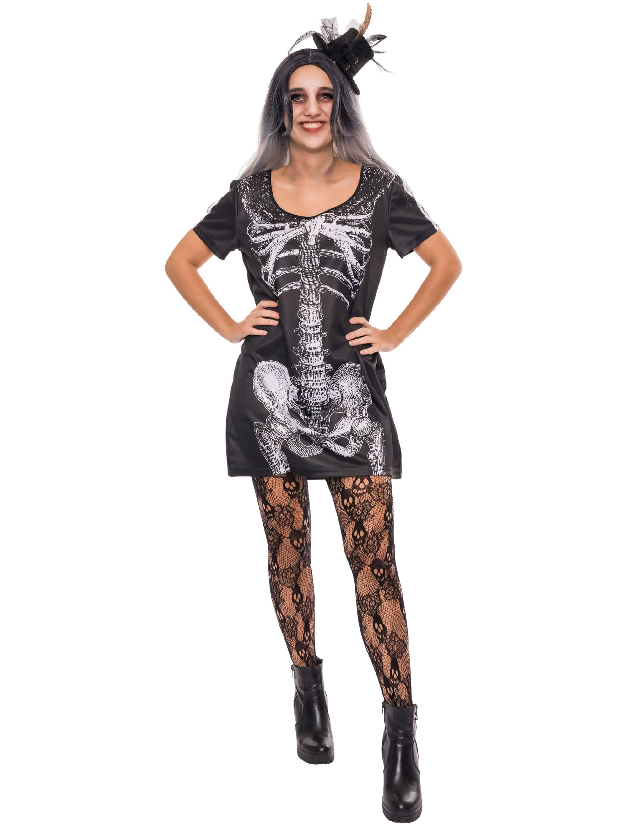 T-Shirtkleid Skelett Damen